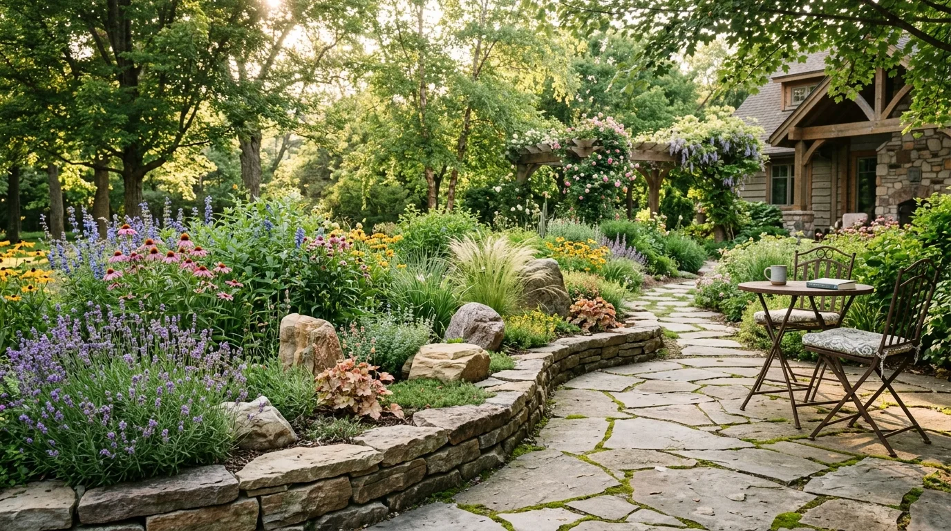 Low Shrubs Near Seating